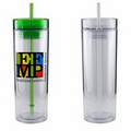 16 Oz. Breeze Double wall Acrylic Cylinder Tumbler & Straw - Screen Print